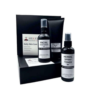 Daily Skin Care Kit featuring facial moisturizer, daily face wash, and herbal spray toner.