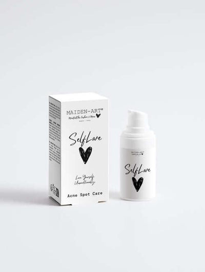 Acne Spot Care - Clear Skin, Pure Self-Love product packaging and serum for treating blemishes.